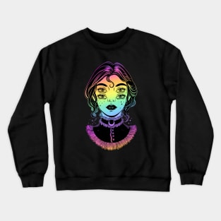 Cute victorian witch with four eyes Crewneck Sweatshirt